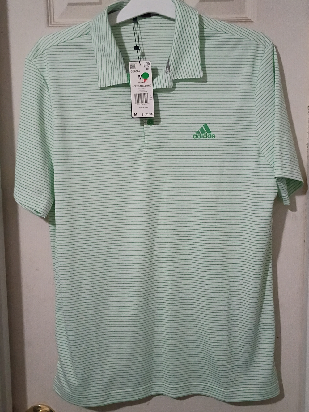 adidas Mint Green Thin-Striped Polo Shirt